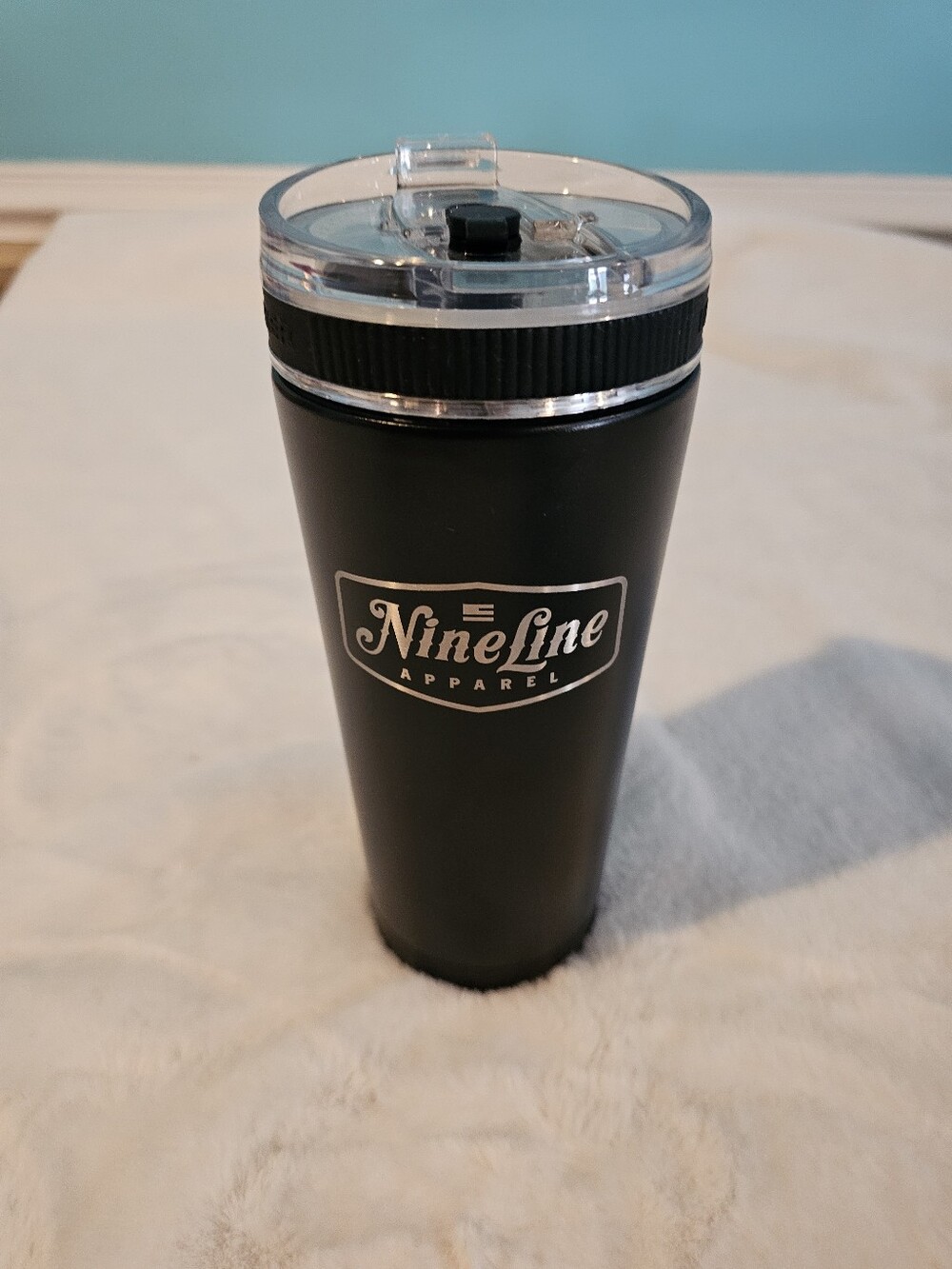 Nine Line Apparel Black Travel Tumbler with Clear Lid